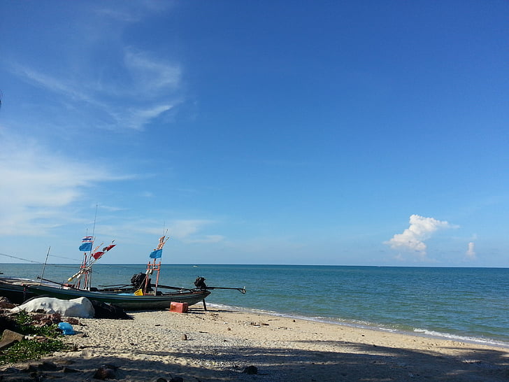 Thailand, båt, hav, sjøen, stranden, Seascape, himmelen