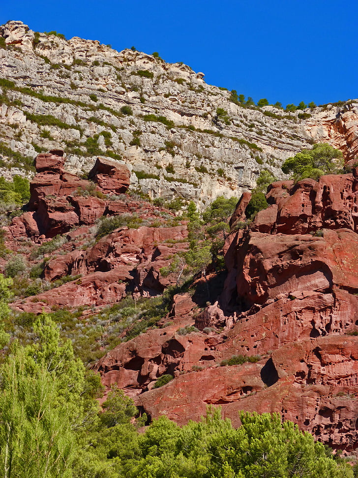 kalni, montsant, akmeņi, kaļķakmens, sarkanās smilšakmens, Priorat