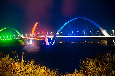 Brücke, JK, Brasilia, Blau, Himmel, Brazilien, Schutzbrille