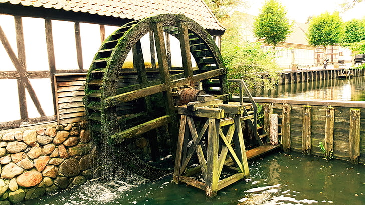 mlyn, vodný mlyn, staré, Mill kolesa, opotrebované, vodný mlyn, vody