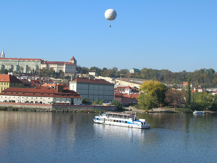 pohled, Vltavy, řeka, loď, cestovní ruch, bublina, Praha
