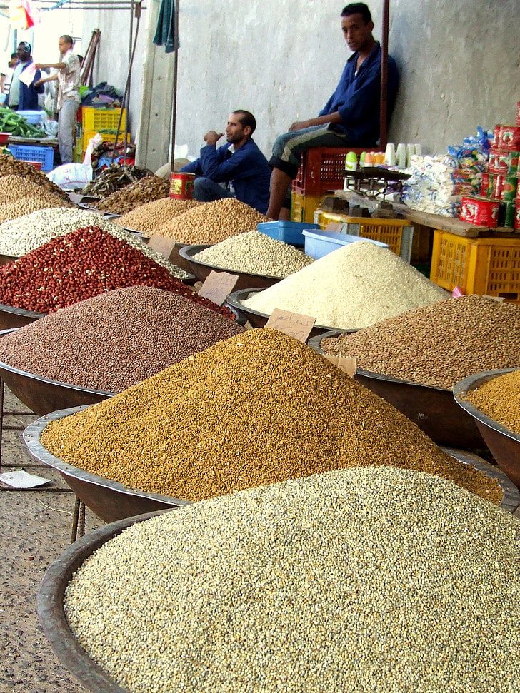 spices, market, sale, curry, oriental, tunisia
