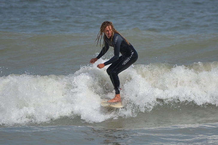 surfeur, vagues, homme, gens, mer, action, Wetsuit