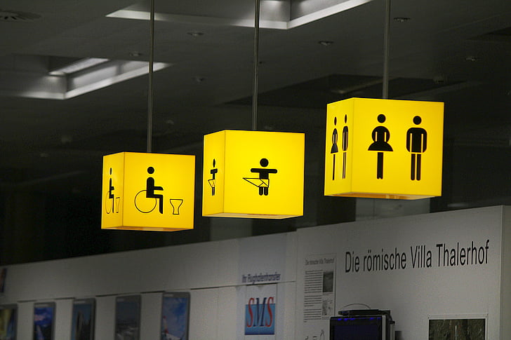toilets, baby changing area, disabled toilet, loo, man, woman, family