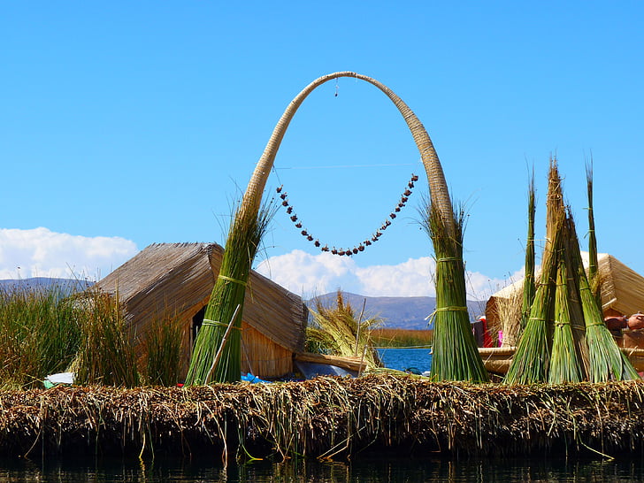 Reed, totoraschilf, Reed ön, Rush, Titicacasjön, Peru