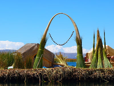 Reed, totoraschilf, Reed ostrov, Rush, jezero titicaca, Peru