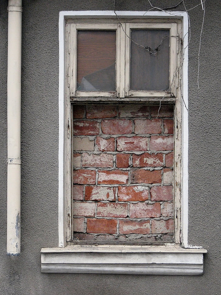 jendela, dinding, batu bata, penjara, Bukares, Rumania, arsitektur