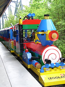 Legoland, Günzburg, vlak, železničná, lokomotíva, parná lokomotíva, Loco