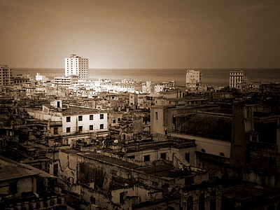 Kuba, Skyline, Havanna, városi, utazás, utca-és városrészlet, Latin