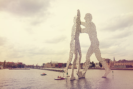 uomo della molecola, Sprea, fiume, Berlino, scultura, in alluminio, Jonathan borofsky