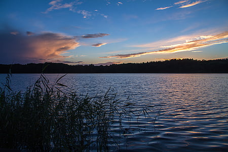 Müritz, Mecklenburgische seenplatte, Parc de conservation, humeur, abendstimmung, Afterglow, coucher de soleil