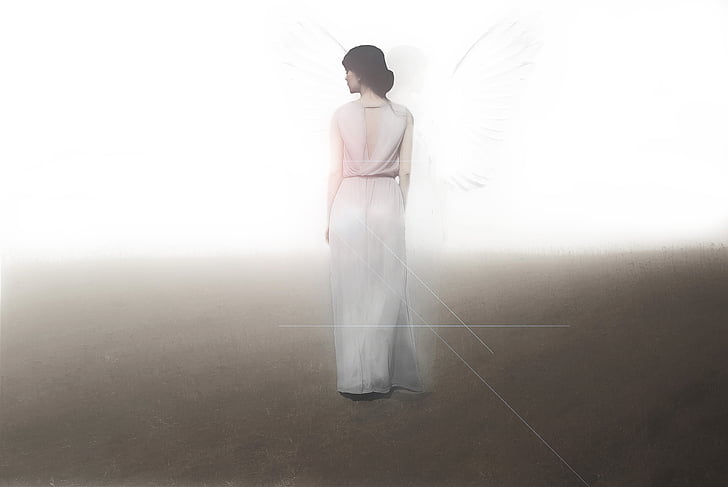 Anioł, Kobieta, światło, połysk, sukienka, bogini, tylko jedna kobieta