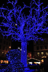дърво, LED, синьо