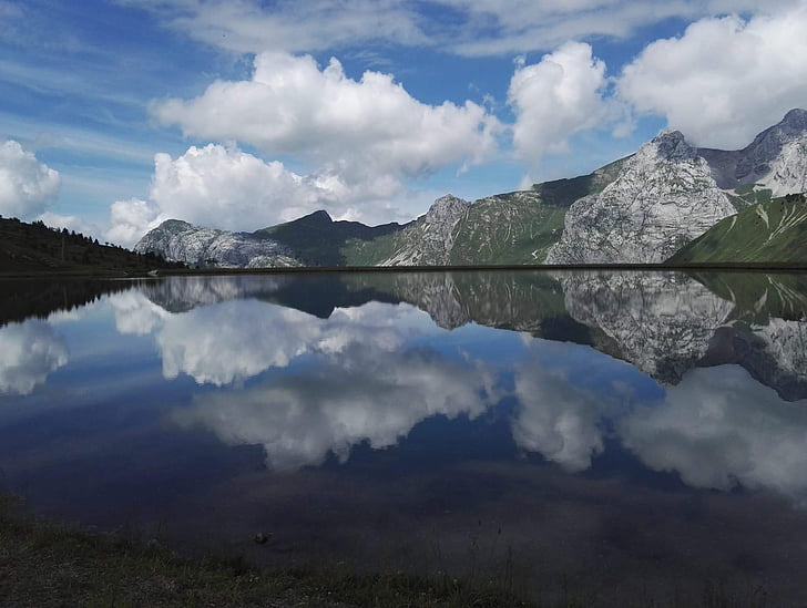 Lago de montanha, paisagem de espelho, natural, cênica, água parada, paisagem, água