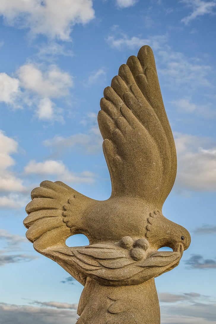 peace, pigeon, olive branch, symbol, hope, sculpture, sculpture park