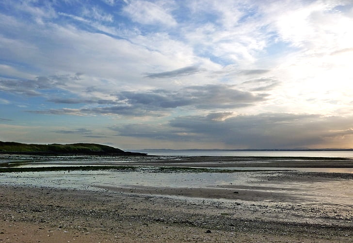 Shoreline, pobrežie, Beach, západ slnka, večer, odlive, Fife