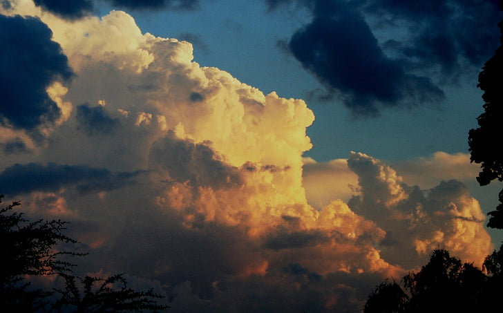 nube, azar, Tufts, Blanco, denso, drifters oscuros, captura de la luz del sol
