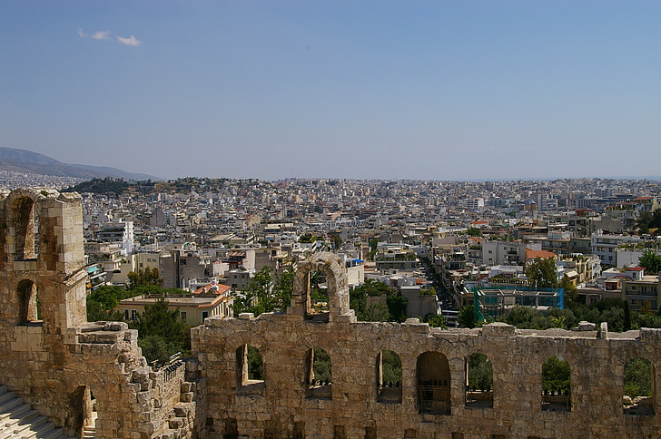 Атина, Гърция, извън, през деня, панорама, Гърция, история