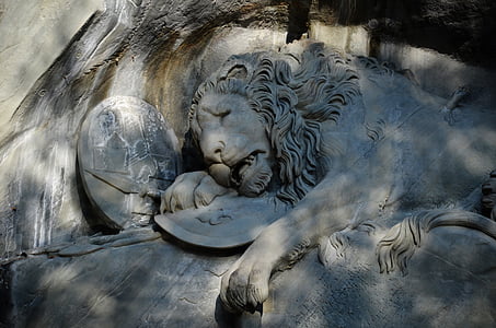 Liūtas, Rokas, akmuo, paminklas, Šveicarija, išsamiai, pilka