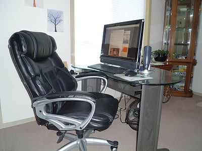 桌面, 惠普 touchsmart, 办公桌, 计算机, 椅子, 办公室