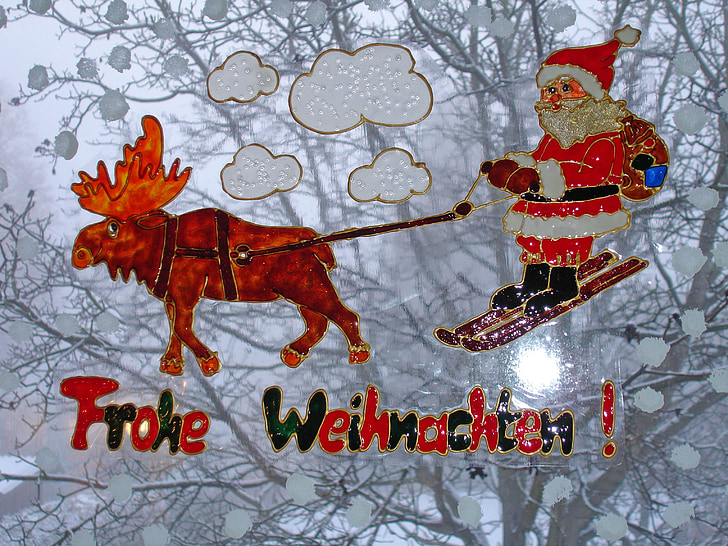 christmas, window, sticker, reindeer, moose, slide, advent