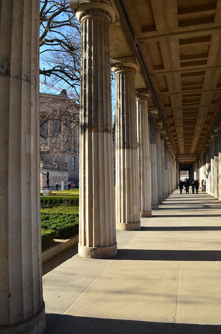 gang, columnar, arcade, architecture, places of interest, berlin, museum