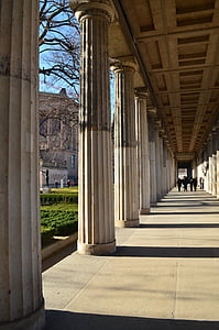 gang, columnar, arcade, architecture, places of interest, berlin, museum