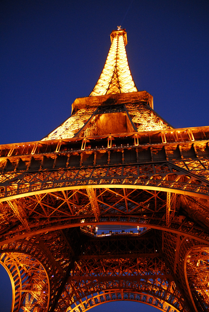 Paříž, Eiffelova věž, hlavní město, Francie, věž, Památník, noční