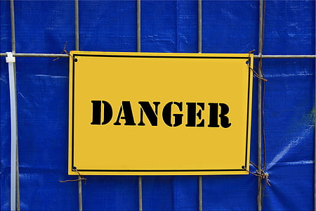 risk, warning, billboard, shield, fence, board, note