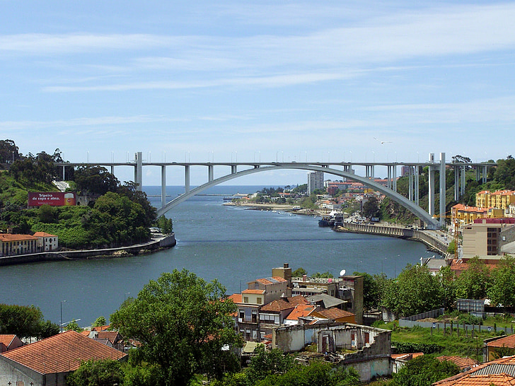 Porto, Portugália, híd, Tejo, óváros, turizmus, nézet