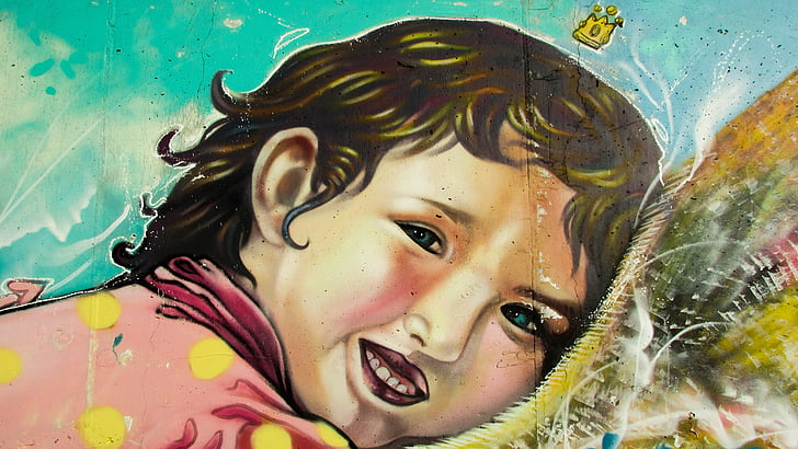 Graffiti, bunte, Graffitiwand, Kind, Zypern, Ayia napa