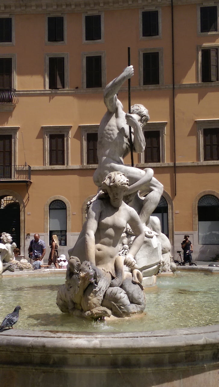 Bron, Rome, Piazza navona, beeldhouwkunst, fontein, standbeeld, Europa
