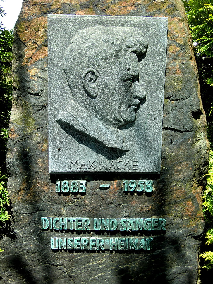 Altenberg, Max nacke, Memorial, monument, verlichting, Portret, dichter