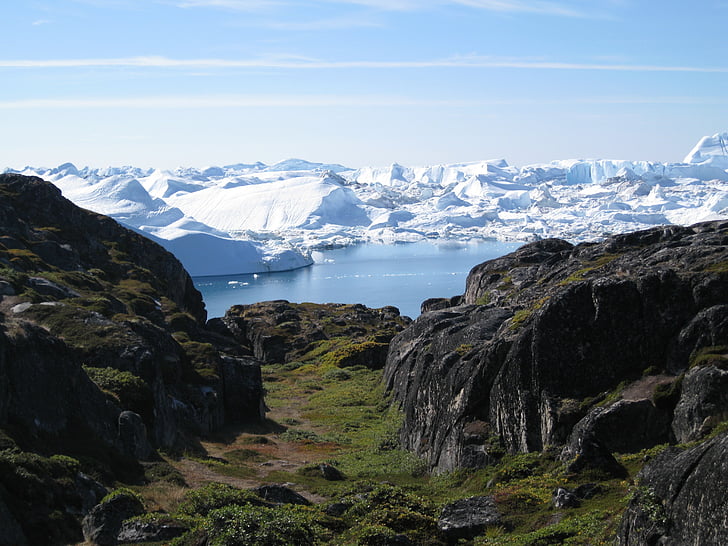 Jakobshavn, icebergs, Groenland, le fjord glacé, montagne, nature, neige