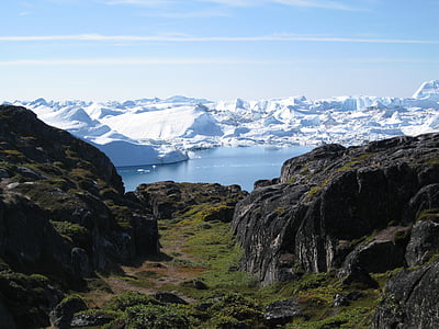 jakobshavn, icebergs, greenland, the icefjord, mountain, nature, snow