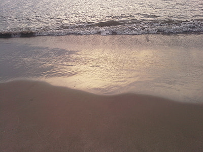 Plaża, Brzeg, zachód słońca