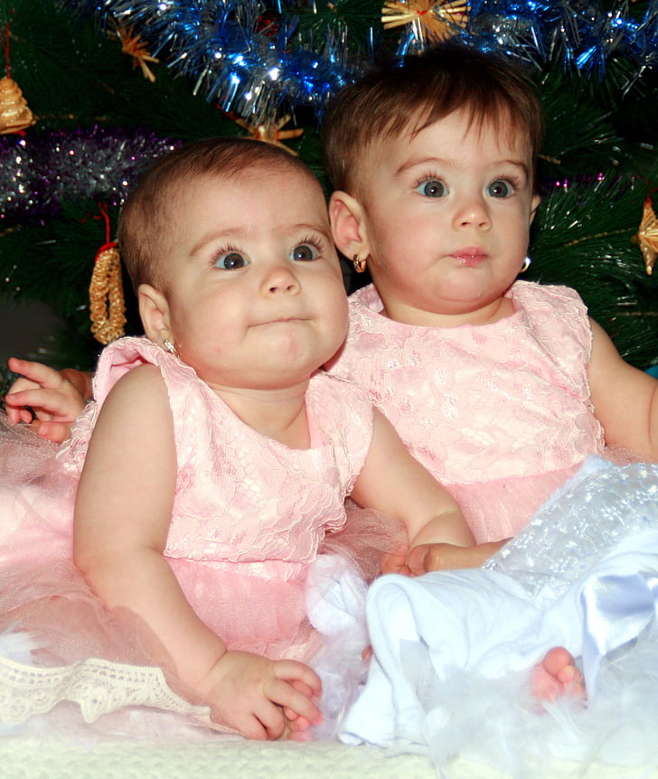 søstre, Twin, Snøflak, Christmas, juletre, kjærlighet, skjønnhet