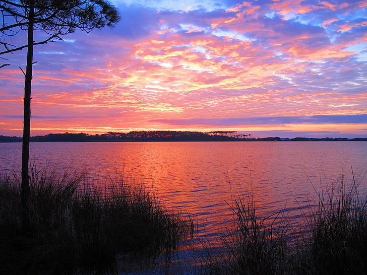 grayton state park, Florida, mořské pobřeží, pláž, Západ slunce