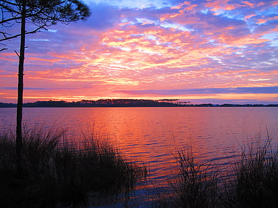 park stanowy Grayton, Florida, Wybrzeże, Plaża, zachód słońca