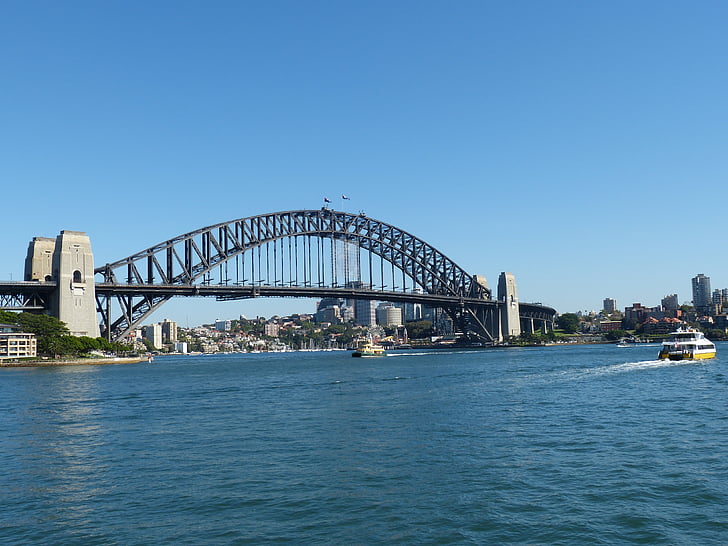 Sidnėjus, uosto, Australija, tiltas, valtys, vandens, užsakyta: