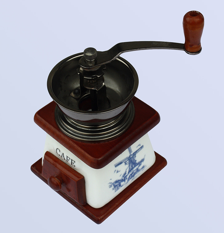 coffee grinder, holland, grind, hand, blue, white, ceramic