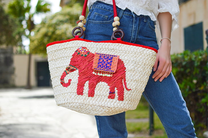 bag, fashion, design, elephant, logo, denim, jeans