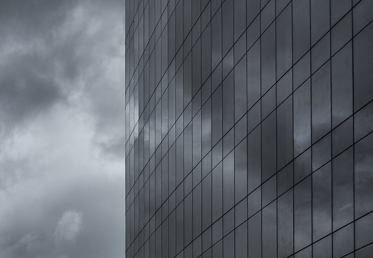 escala de grisos, fotografia, edifici, Windows, arquitectura, ciutat, cel