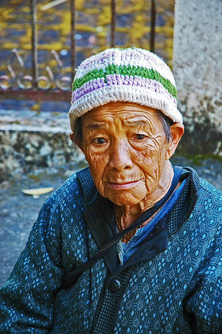 femeie, vechi, braţul, trist, Thailanda
