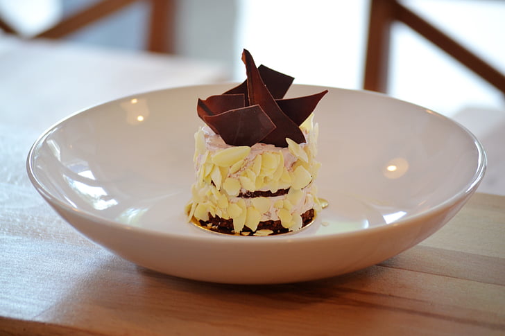 Шоколадный торт, Черный лес торт, кусочек торта, посеребренные десерт, для гурманов, Шоколад, торт