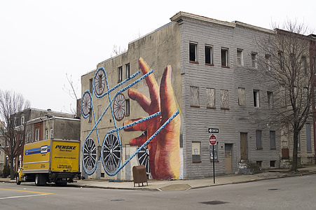 pouličné umenie, graffiti, nástenné maľby, Baltimore, mesto, Urban
