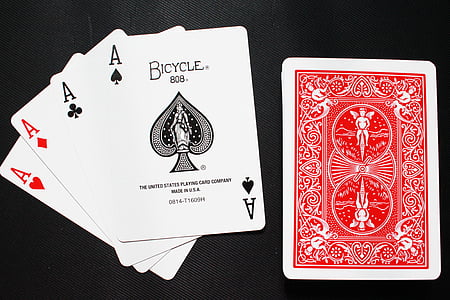 karta, hrací karta, kouzelnické karty, jízdní kolo, paluba, eso