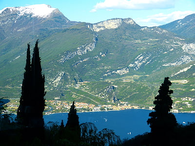 Garda, Lago, Ver, Italia, paisaje, montañas, azul