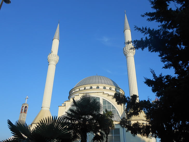 a mesquita, Albânia, Shkoder, Mesquita, Islã, minarete, Turquia - Médio Oriente