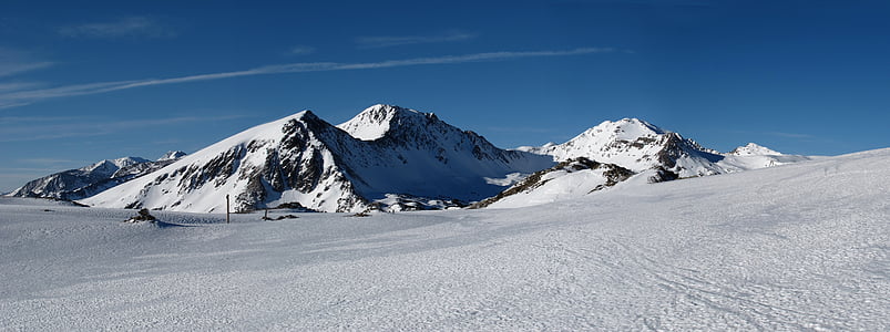 mountain, landscape, winter, mountains, snow, view, panorama